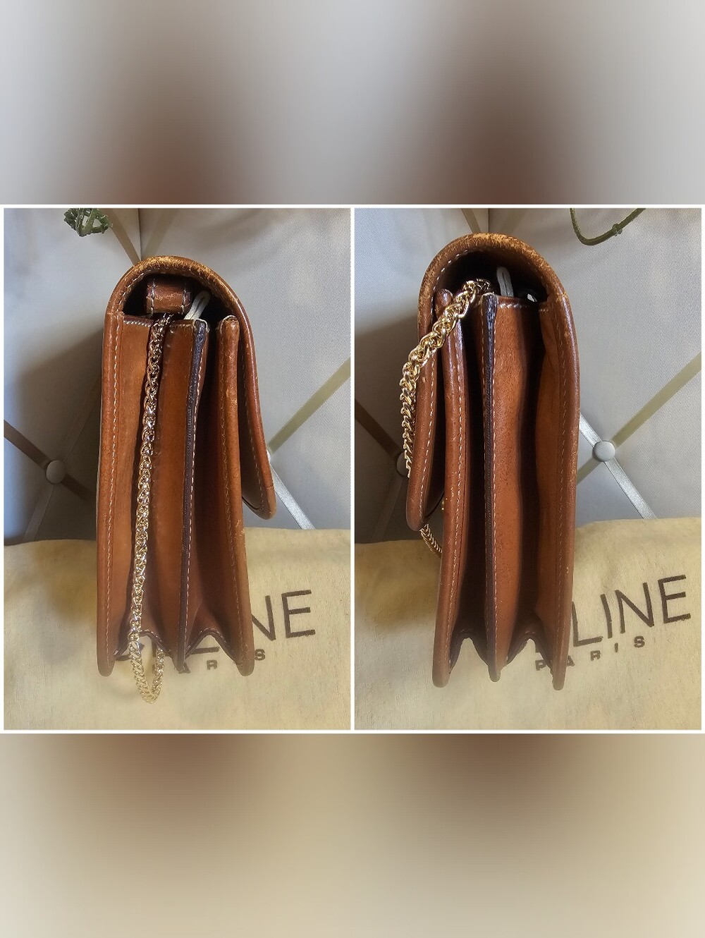 Celine Macadam Triomphe Clutch Bag With Dustbag Insert And Chain - Picture 14 of 16